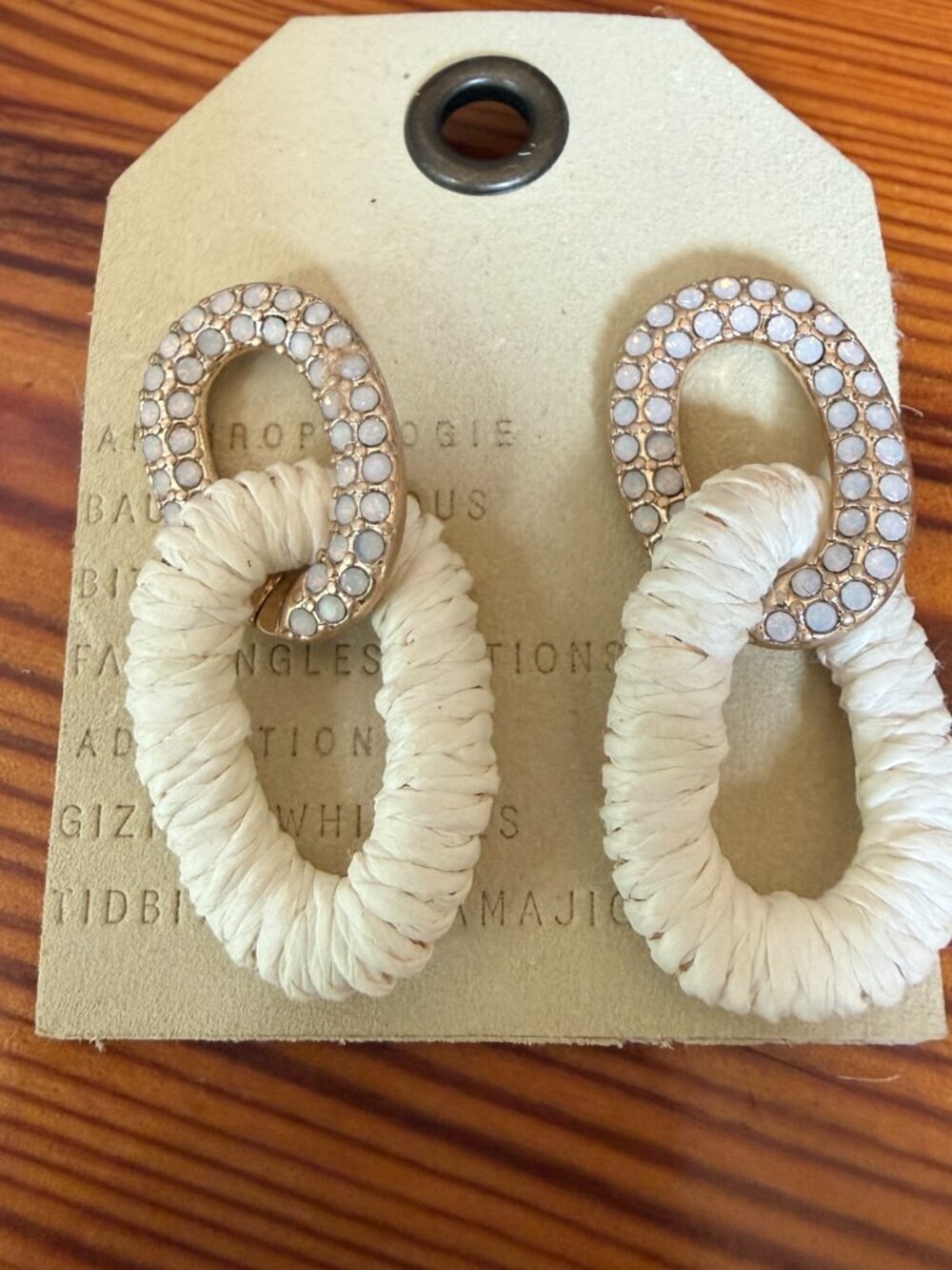 NWT Threaded Pavé Link Drop Earrings By Anthropologie - Picture 2 of 2